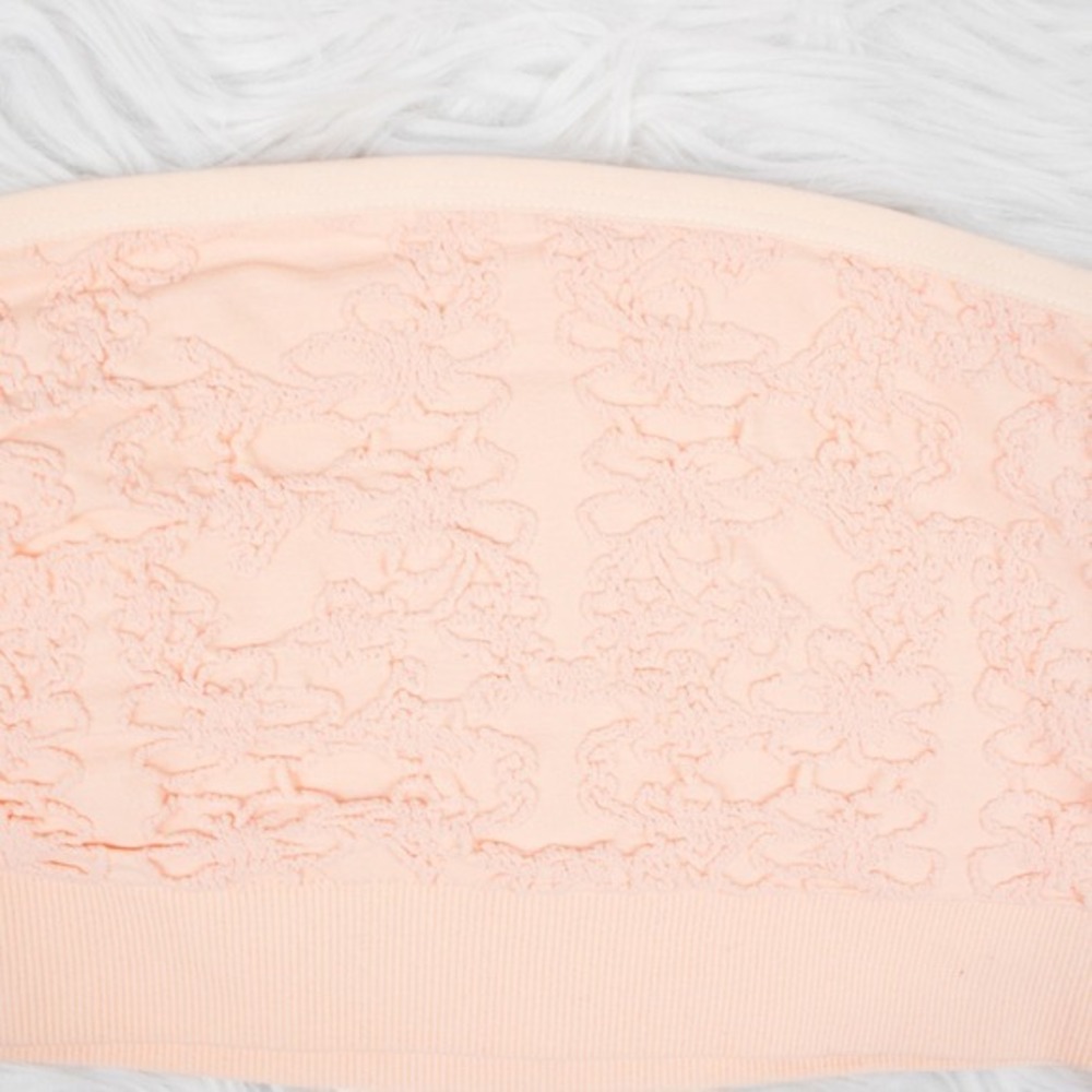 Spiritual Gangster Strapless Bandeau Bralette Size XS Small Peach Lace Knit - Picture 3 of 7